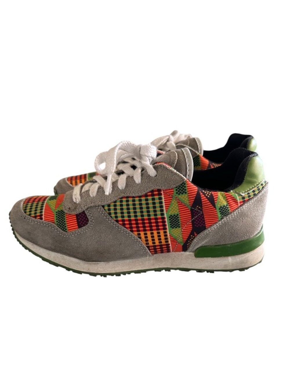 Inkkas New Edition Kente African Jogger Sneakers Suede Leather Womens 9 Mens 7